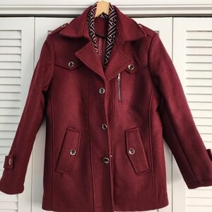 Men's Burgundy Pea Coat